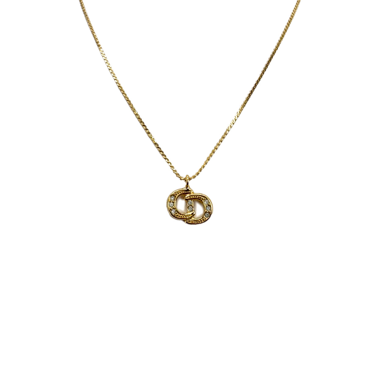 CHRISTIAN DIOR NECKLACE CD LOGO RHINESTONE GOLD ACCESSORY 90299320