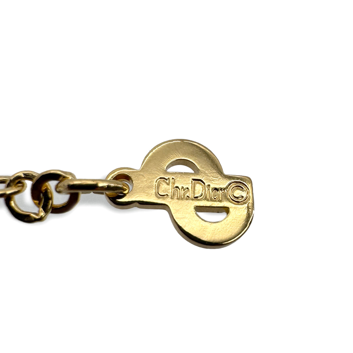 CHRISTIAN DIOR NECKLACE CD LOGO RHINESTONE GOLD ACCESSORY 90299320