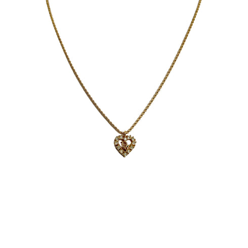 CHRISTIAN DIOR NECKLACE HEART CD LOGO RHINESTONE GOLD ACCESSORY 90299321 - PURPOSE