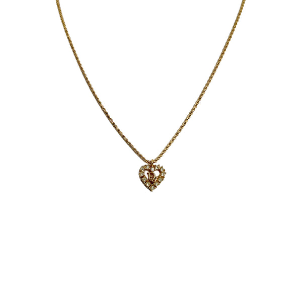 CHRISTIAN DIOR NECKLACE HEART CD LOGO RHINESTONE GOLD ACCESSORY 90299321 - PURPOSE