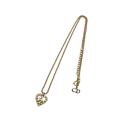CHRISTIAN DIOR NECKLACE HEART CD LOGO RHINESTONE GOLD ACCESSORY 90299321 - PURPOSE