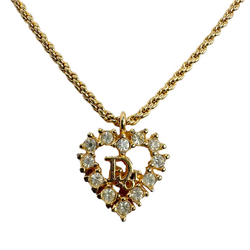 CHRISTIAN DIOR NECKLACE HEART CD LOGO RHINESTONE GOLD ACCESSORY 90299321 - PURPOSE