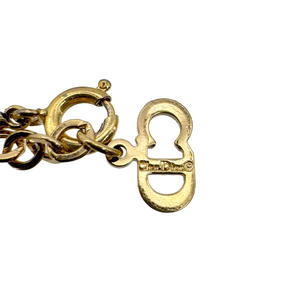 CHRISTIAN DIOR NECKLACE HEART CD LOGO RHINESTONE GOLD ACCESSORY 90299321