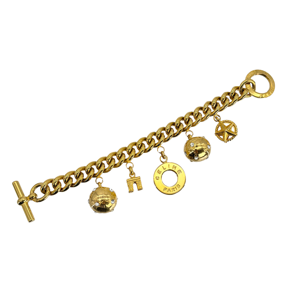 CELINE VINTAGE BRACELET RHINESTONE GOLD ACCESSORY 90299322