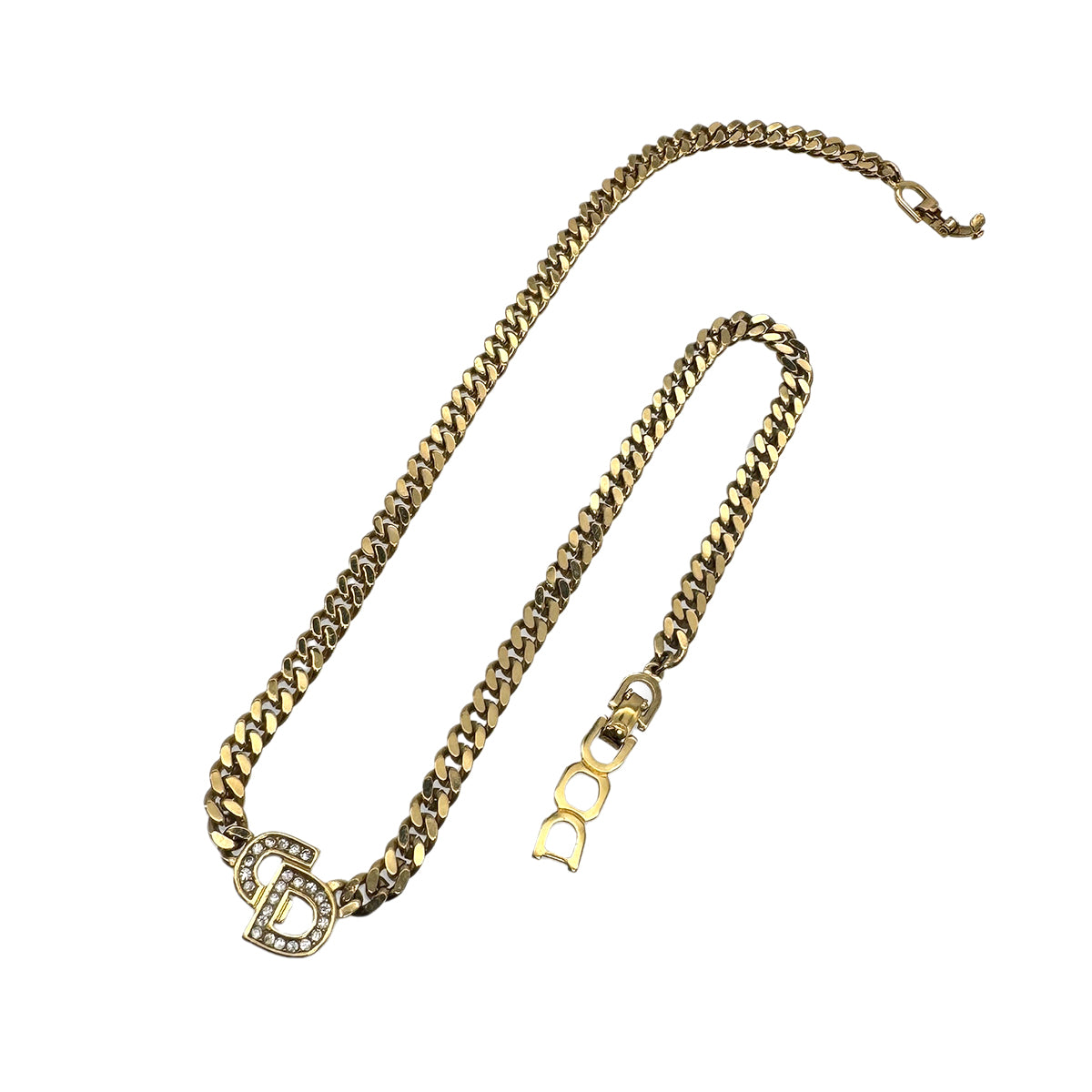 CHRISTIAN DIOR NECKLACE CD LOGO RHINESTONE GOLD ACCESSORY 90299325