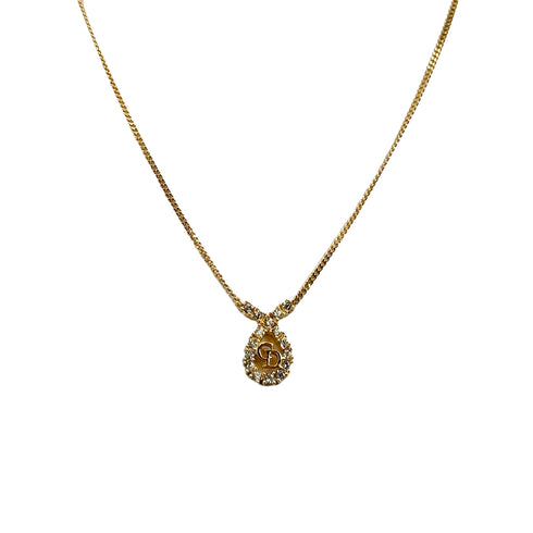 CHRISTIAN DIOR NECKLACE CD LOGO RHINESTONE GOLD ACCESSORY 90299326 - PURPOSE
