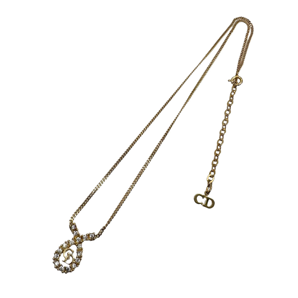 CHRISTIAN DIOR NECKLACE CD LOGO RHINESTONE GOLD ACCESSORY 90299326
