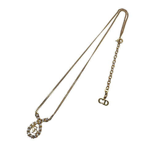 CHRISTIAN DIOR NECKLACE CD LOGO RHINESTONE GOLD ACCESSORY 90299326 - PURPOSE