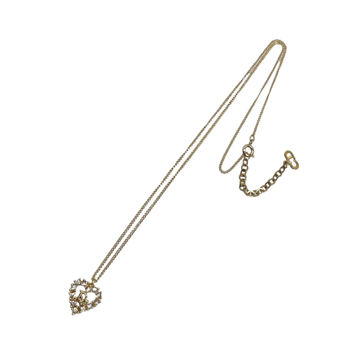 CHRISTIAN DIOR NECKLACE LOGO HEART RHINESTONE GOLD ACCESSORY 90299328