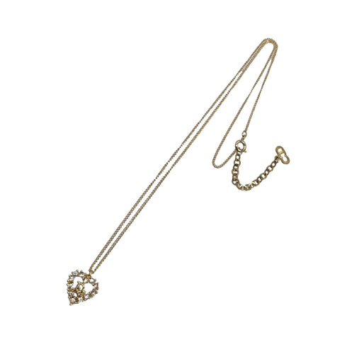 CHRISTIAN DIOR NECKLACE LOGO HEART RHINESTONE GOLD ACCESSORY 90299328 - PURPOSE
