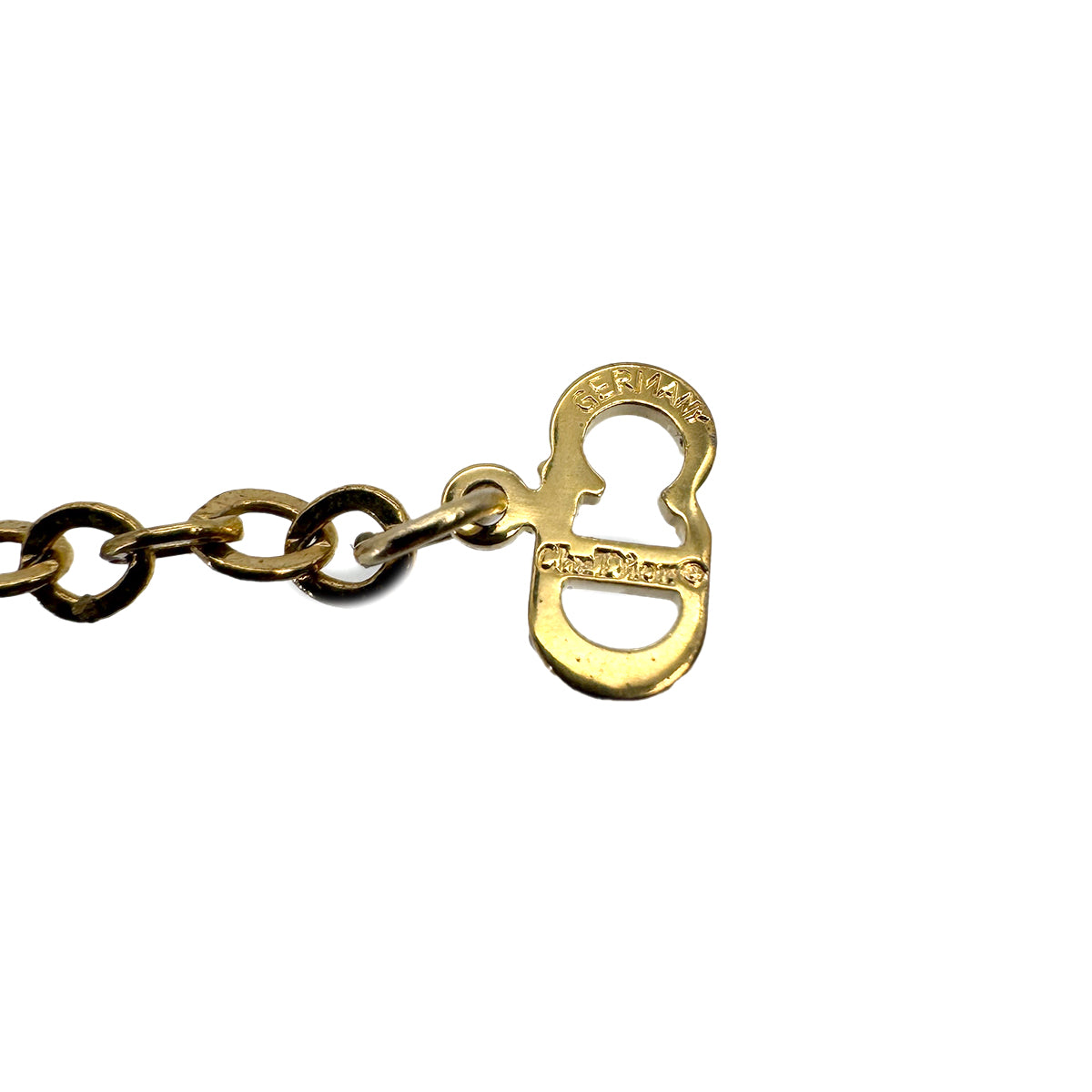 CHRISTIAN DIOR NECKLACE LOGO HEART RHINESTONE GOLD ACCESSORY 90299328