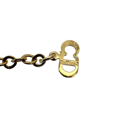 CHRISTIAN DIOR NECKLACE LOGO HEART RHINESTONE GOLD ACCESSORY 90299328 - PURPOSE