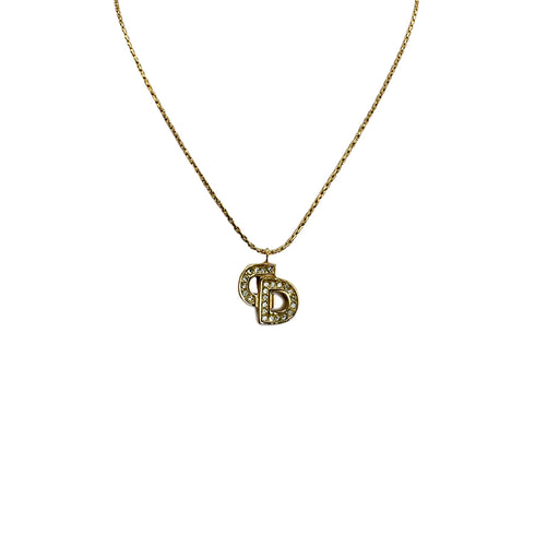 CHRISTIAN DIOR NECKLACE CD LOGO RHINESTONE GOLD ACCESSORY 90299329 - PURPOSE