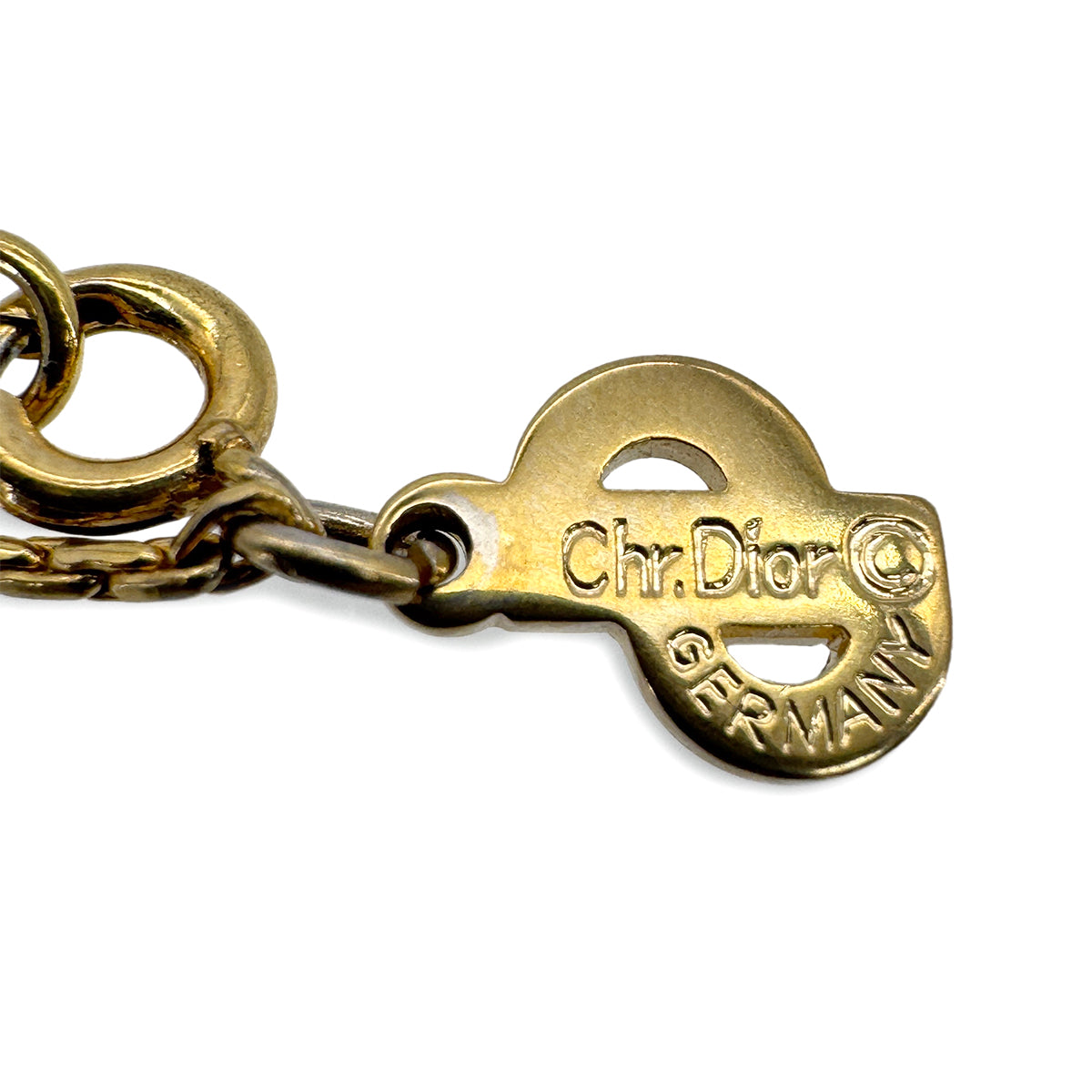 CHRISTIAN DIOR NECKLACE CD LOGO RHINESTONE GOLD ACCESSORY 90299329