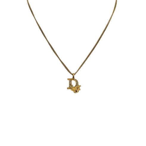 CHRISTIAN DIOR NECKLACE LOGO RHINESTONE GOLD ACCESSORY 90299331 - PURPOSE