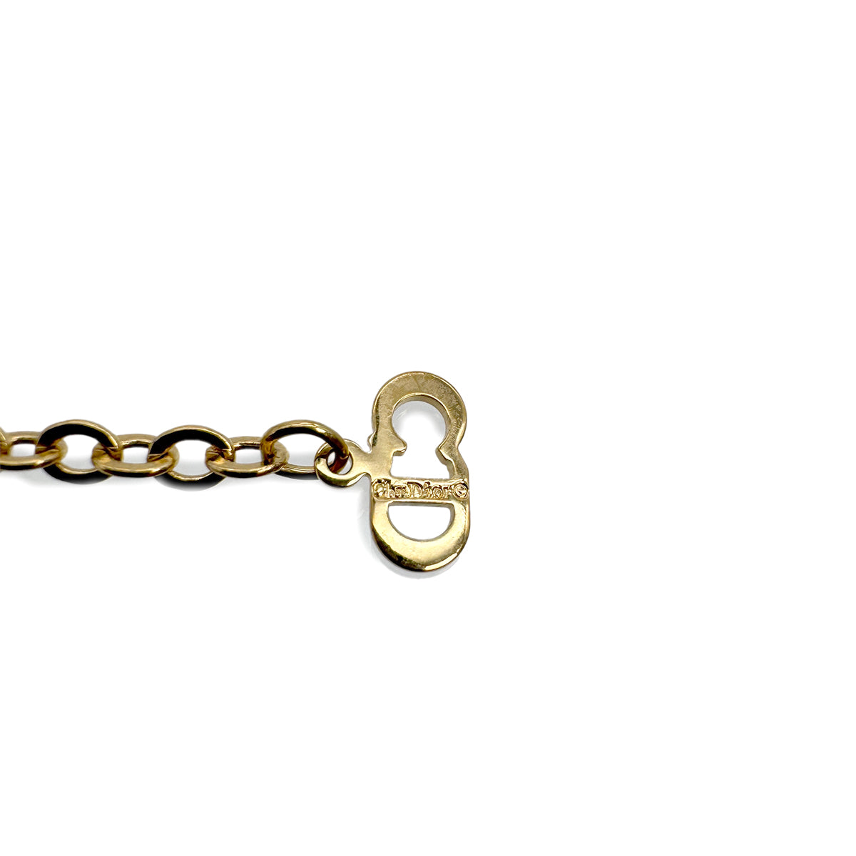 CHRISTIAN DIOR NECKLACE LOGO RHINESTONE GOLD ACCESSORY 90299332
