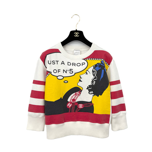 CHANEL MADEMOISELLE LONG SLEEVE SWEATSHIRT WHITE COTTON 40 01A RTW 90299334