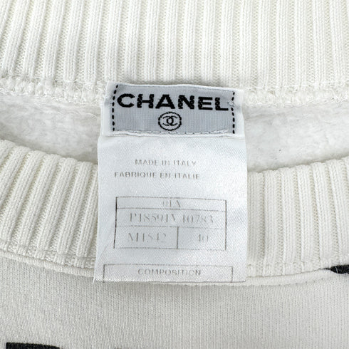 CHANEL MADEMOISELLE LONG SLEEVE SWEATSHIRT WHITE COTTON 40 01A RTW 90299334