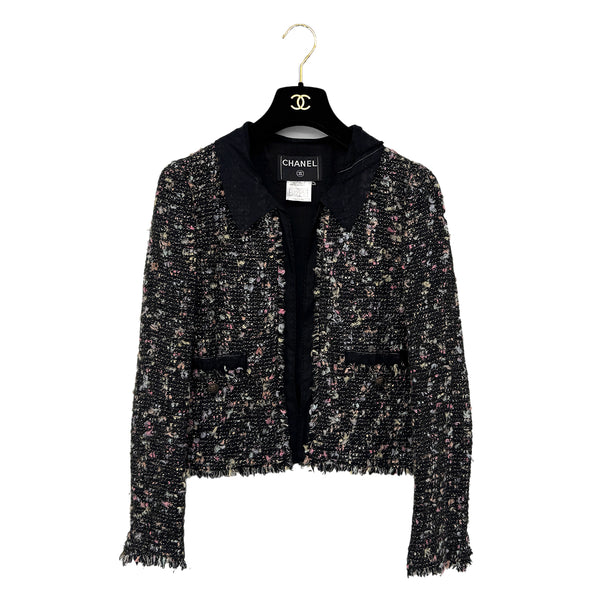 CHANEL COCO BUTTON TWEED JACKET BLACK WOOL 38 04A RTW 90299336
