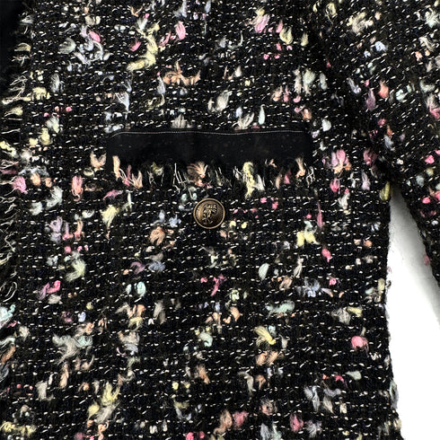 CHANEL COCO BUTTON TWEED JACKET BLACK WOOL 38 04A RTW 90299336