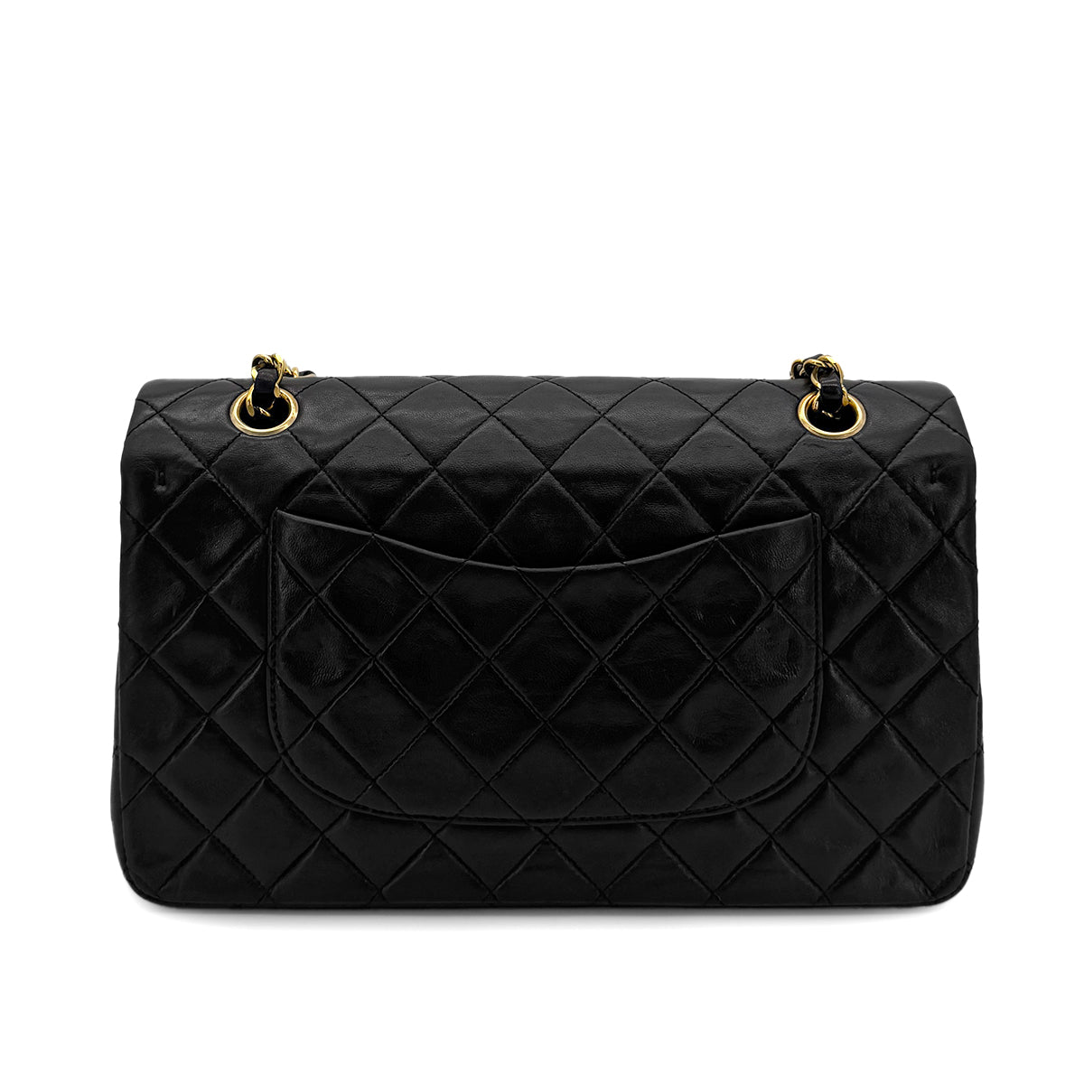 CHANEL VINTAGE CLASSIC FLAP MEDIUM CHAIN SHOULDER BAG BLACK LAMB SKIN 90299338