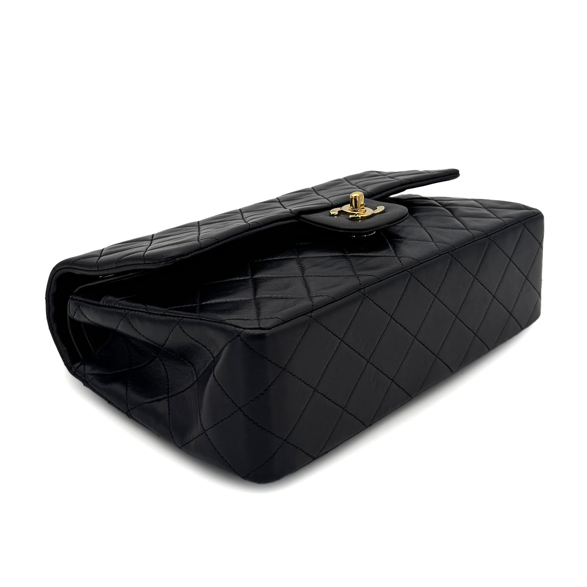 CHANEL VINTAGE CLASSIC FLAP MEDIUM CHAIN SHOULDER BAG BLACK LAMB SKIN 90299338