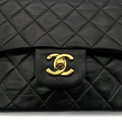 CHANEL VINTAGE CLASSIC FLAP MEDIUM CHAIN SHOULDER BAG BLACK LAMB SKIN 90299338 - PURPOSE