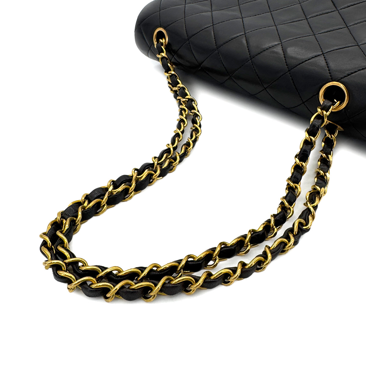 CHANEL VINTAGE CLASSIC FLAP MEDIUM CHAIN SHOULDER BAG BLACK LAMB SKIN 90299338