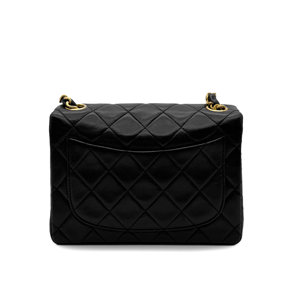 CHANEL VINTAGE MINI SQUARE 17 CHAIN SHOULDER BAG BLACK LAMB SKIN 90299340