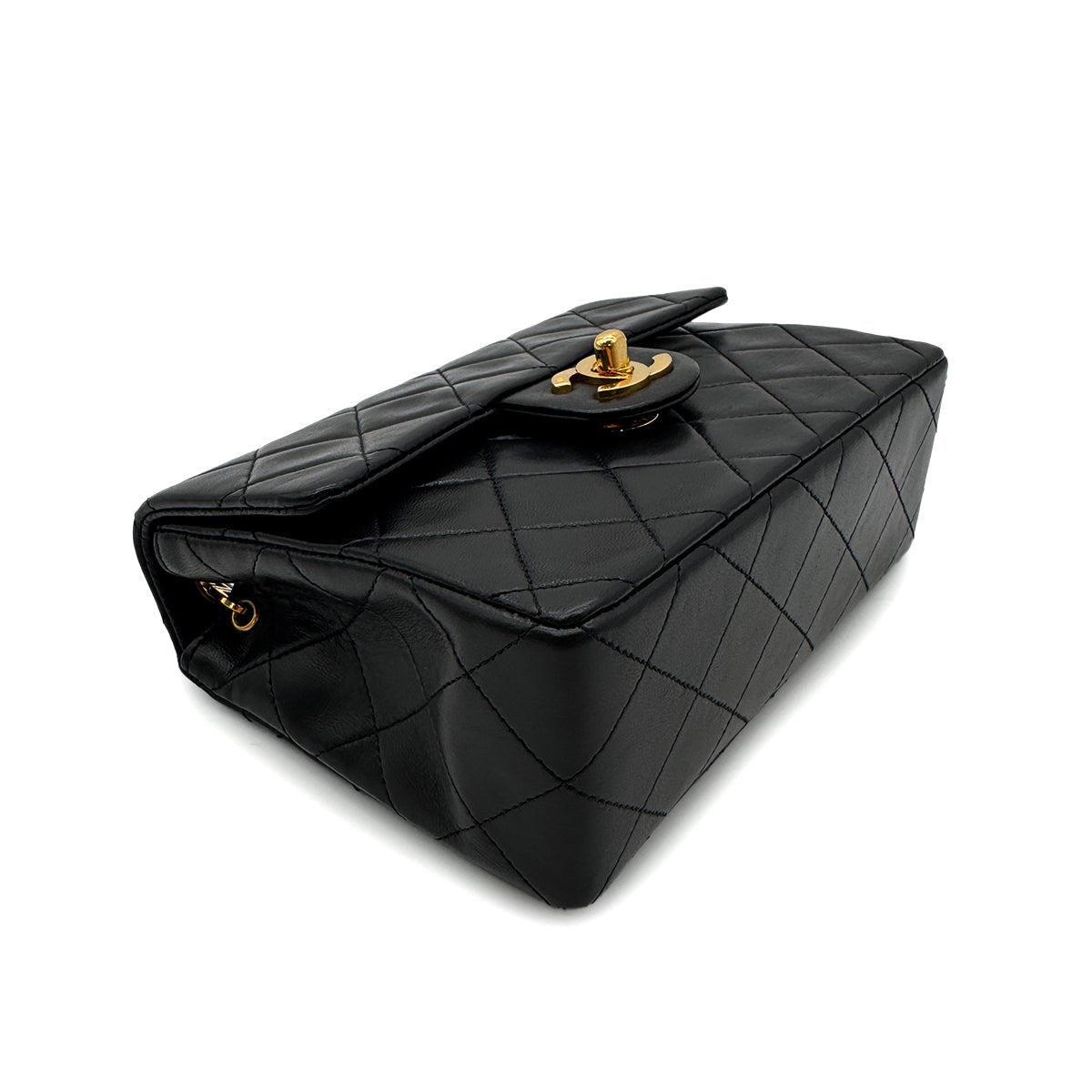 CHANEL VINTAGE MINI SQUARE 17 CHAIN SHOULDER BAG BLACK LAMB SKIN 90299340