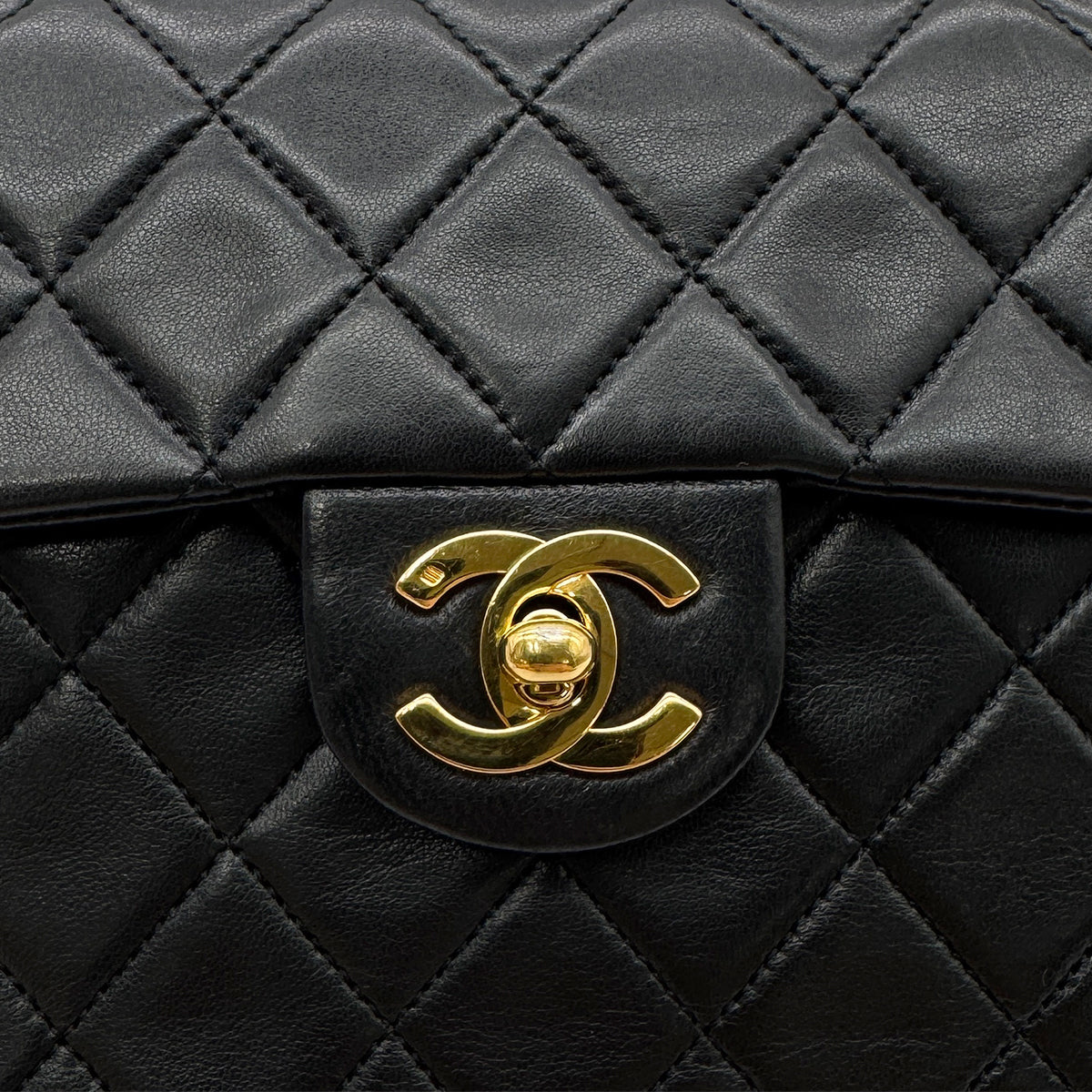 CHANEL VINTAGE MINI SQUARE 17 CHAIN SHOULDER BAG BLACK LAMB SKIN 90299340