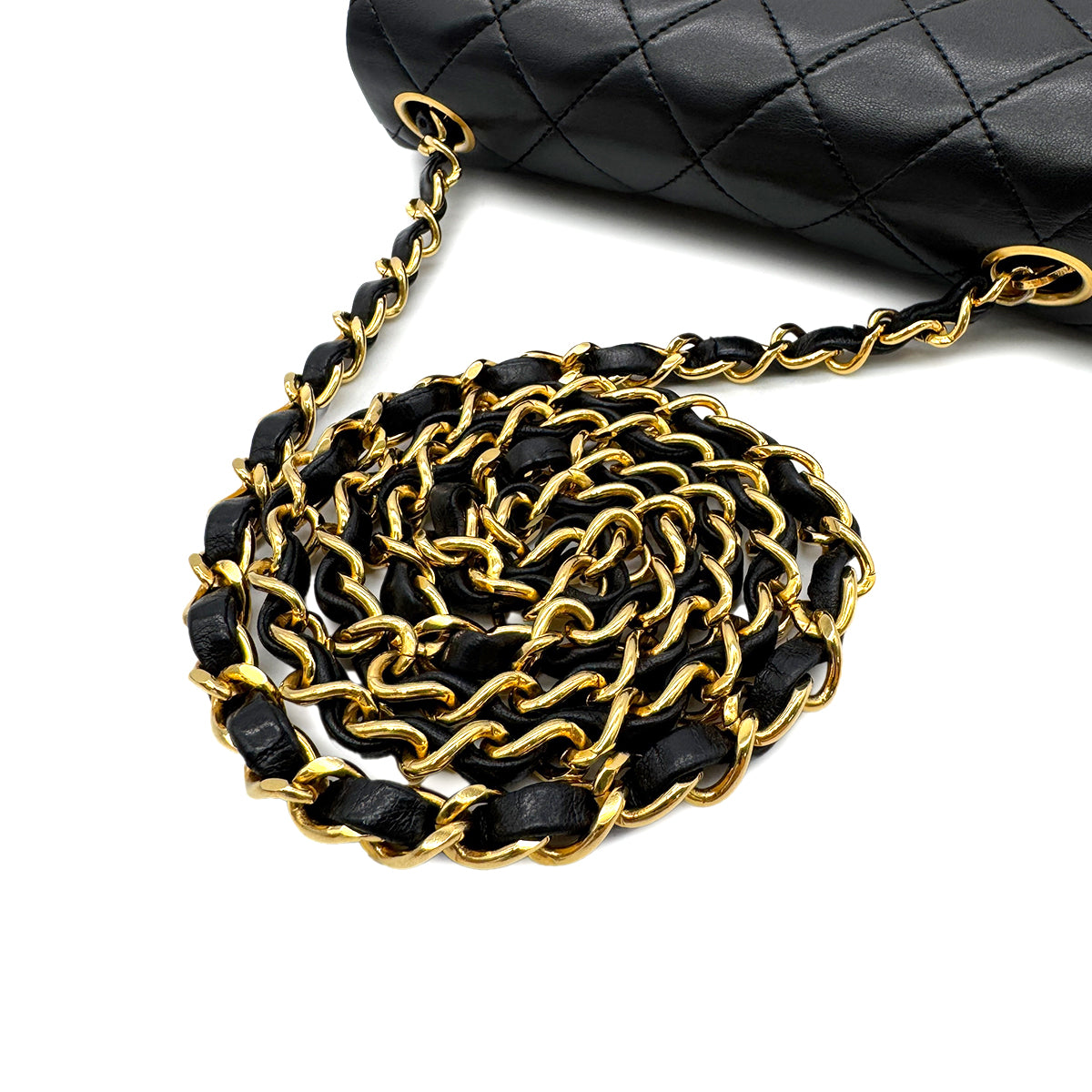 CHANEL VINTAGE MINI SQUARE 17 CHAIN SHOULDER BAG BLACK LAMB SKIN 90299340