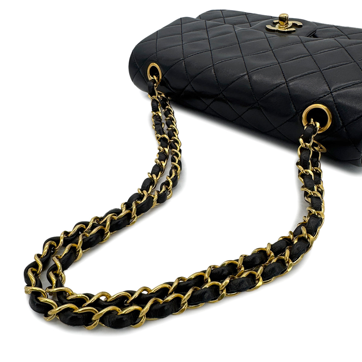 CHANEL VINTAGE CLASSIC FLAP SMALL CHAIN SHOULDER BAG BLACK LAMB SKIN 90299344