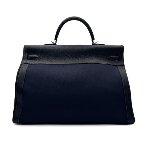 HERMES KELLY 50 RETOURNE BLUE MARINE TOGO TOILE OFFICIER HAND SHOULDER BAG □F SHW 90299345 - PURPOSE