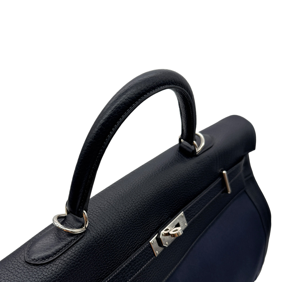 HERMES KELLY 50 RETOURNE BLUE MARINE TOGO TOILE OFFICIER HAND SHOULDER BAG □F SHW 90299345