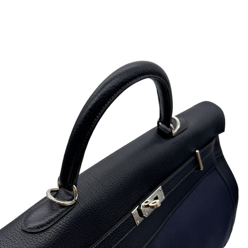 HERMES KELLY 50 RETOURNE BLUE MARINE TOGO TOILE OFFICIER HAND SHOULDER BAG □F SHW 90299345 - PURPOSE