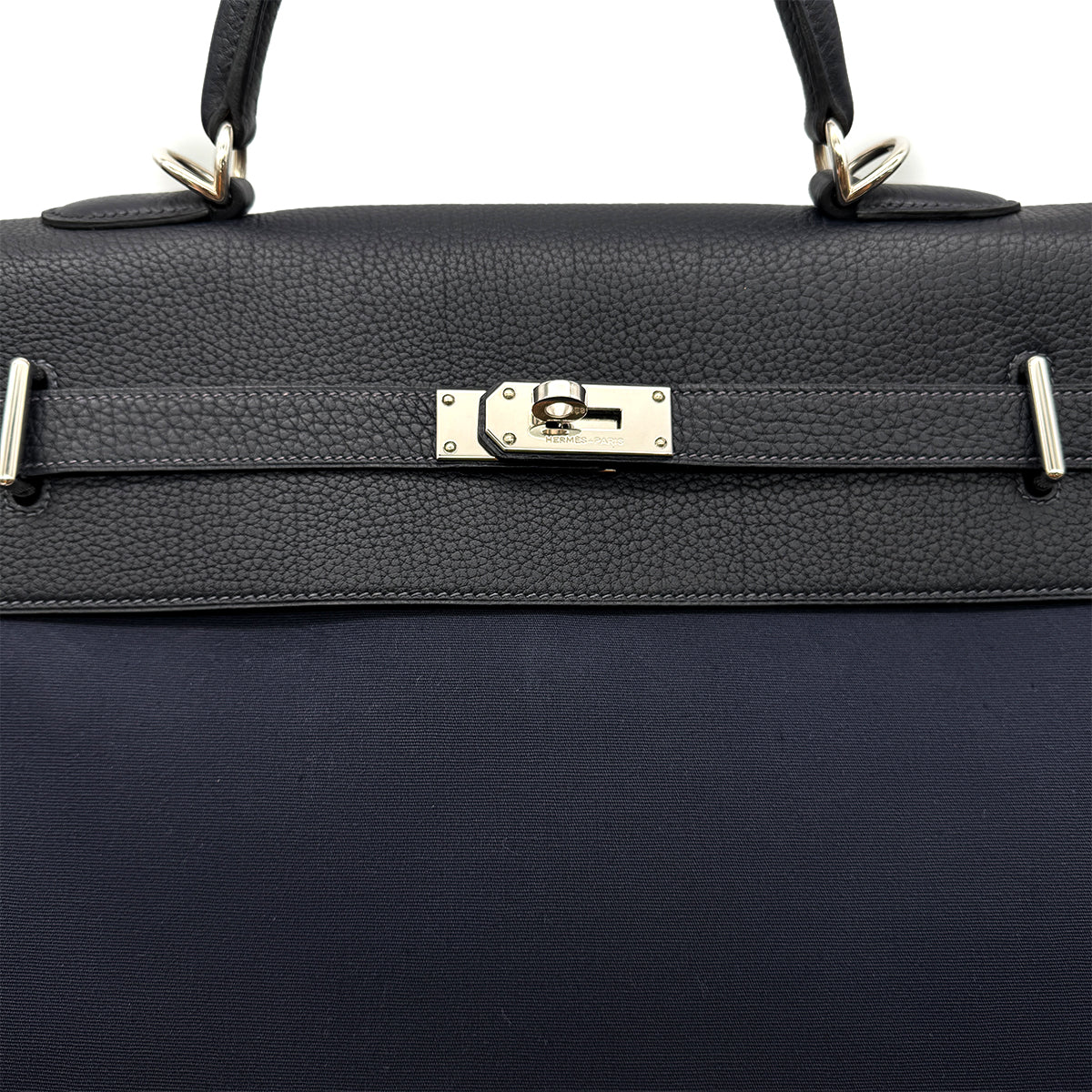 HERMES KELLY 50 RETOURNE BLUE MARINE TOGO TOILE OFFICIER HAND SHOULDER BAG □F SHW 90299345