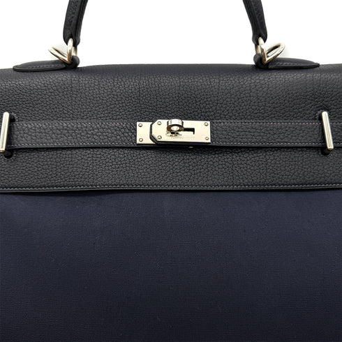 HERMES KELLY 50 RETOURNE BLUE MARINE TOGO TOILE OFFICIER HAND SHOULDER BAG □F SHW 90299345 - PURPOSE