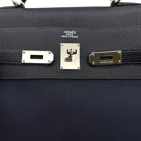 HERMES KELLY 50 RETOURNE BLUE MARINE TOGO TOILE OFFICIER HAND SHOULDER BAG □F SHW 90299345 - PURPOSE