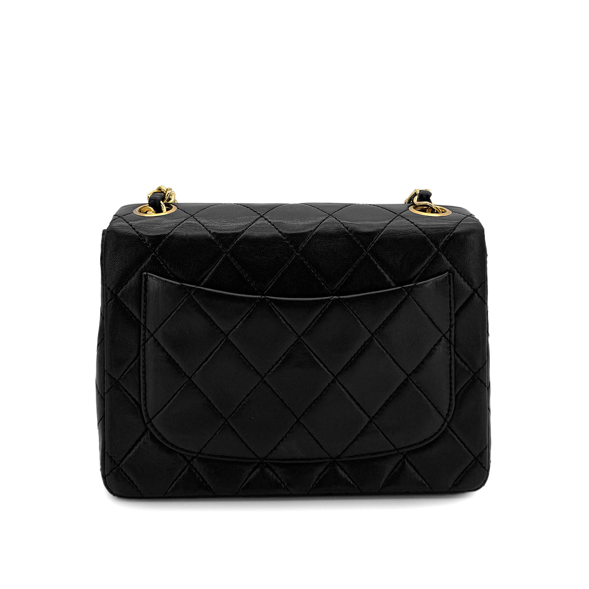 CHANEL VINTAGE MINI SQUARE 17 CHAIN SHOULDER BAG BLACK LAMB SKIN 90299347