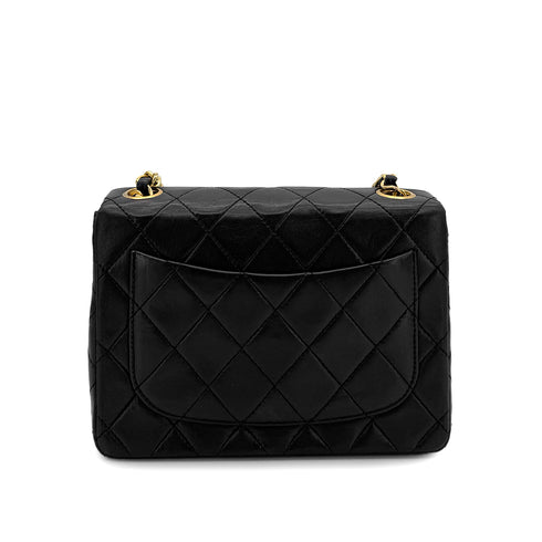 CHANEL VINTAGE MINI SQUARE 17 CHAIN SHOULDER BAG BLACK LAMB SKIN 90299347 - PURPOSE