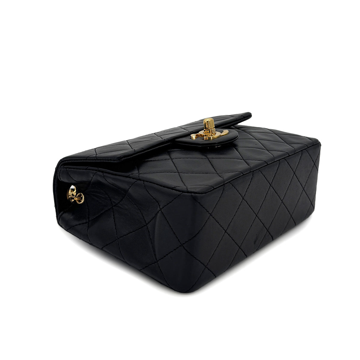 CHANEL VINTAGE MINI SQUARE 17 CHAIN SHOULDER BAG BLACK LAMB SKIN 90299347