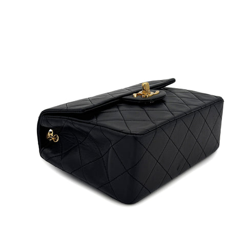 CHANEL VINTAGE MINI SQUARE 17 CHAIN SHOULDER BAG BLACK LAMB SKIN 90299347 - PURPOSE
