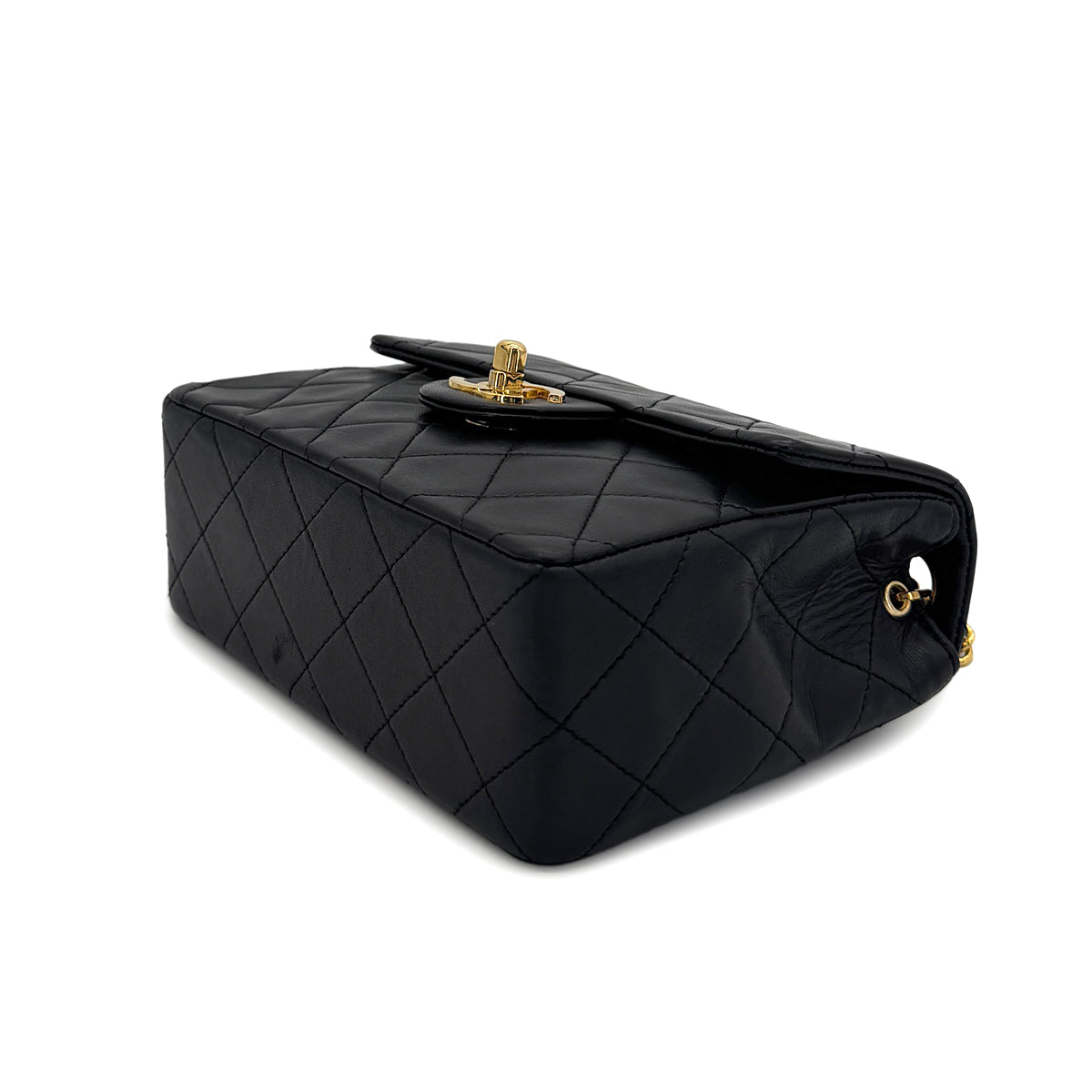 CHANEL VINTAGE MINI SQUARE 17 CHAIN SHOULDER BAG BLACK LAMB SKIN 90299347