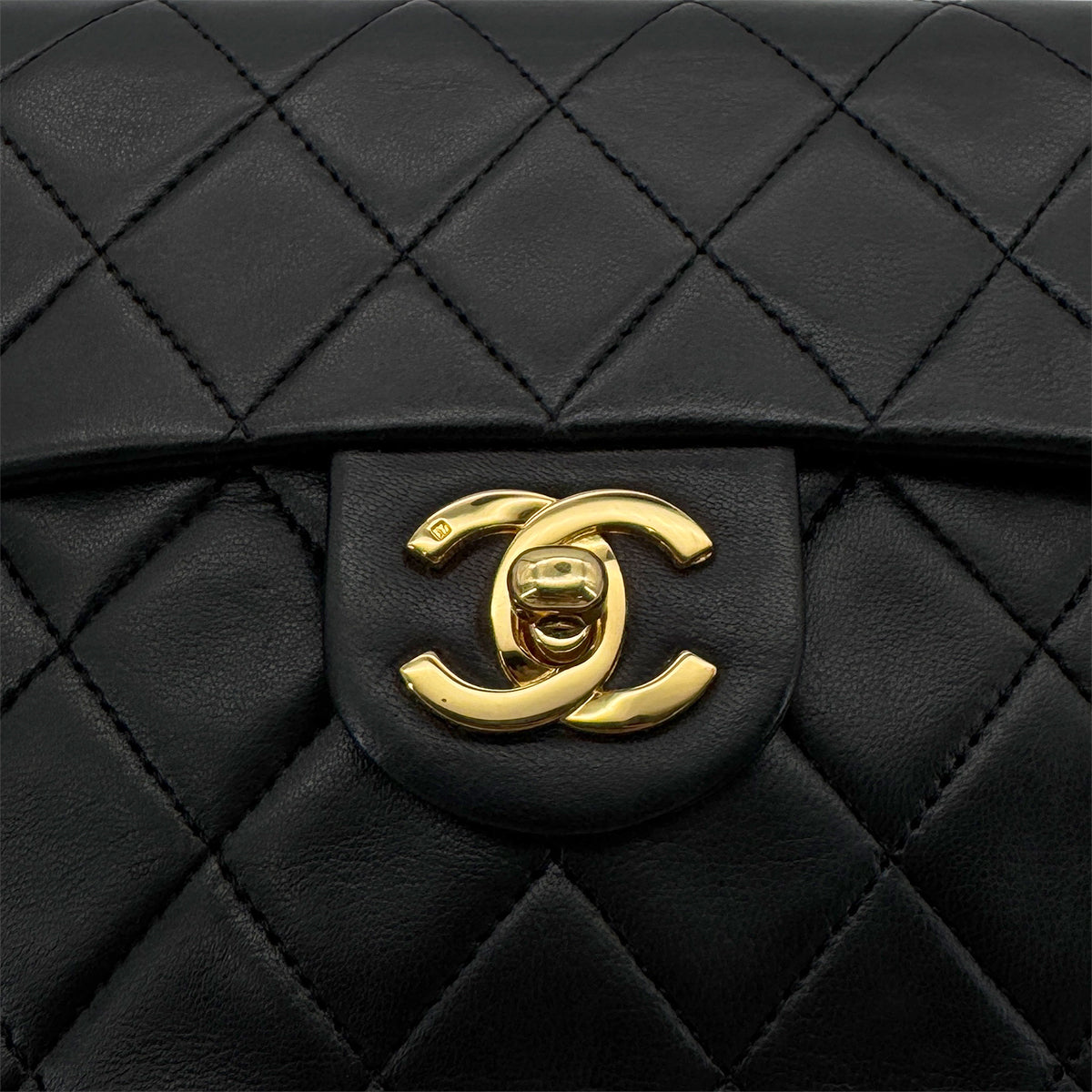 CHANEL VINTAGE MINI SQUARE 17 CHAIN SHOULDER BAG BLACK LAMB SKIN 90299347