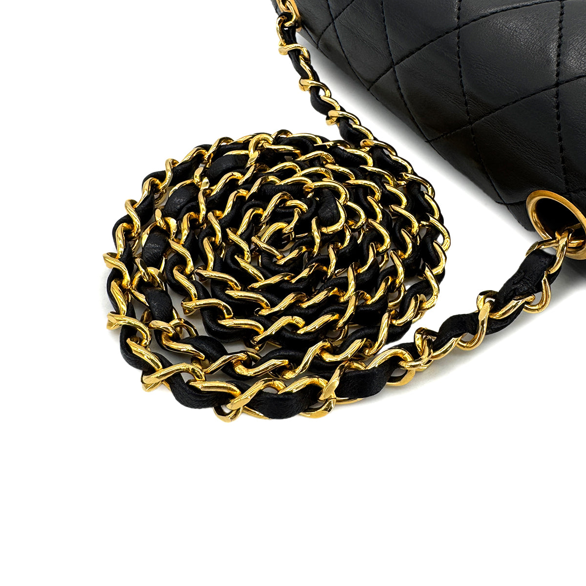 CHANEL VINTAGE MINI SQUARE 17 CHAIN SHOULDER BAG BLACK LAMB SKIN 90299347