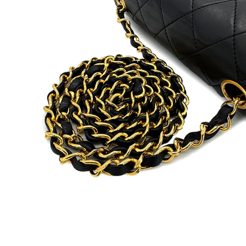 CHANEL VINTAGE MINI SQUARE 17 CHAIN SHOULDER BAG BLACK LAMB SKIN 90299347 - PURPOSE