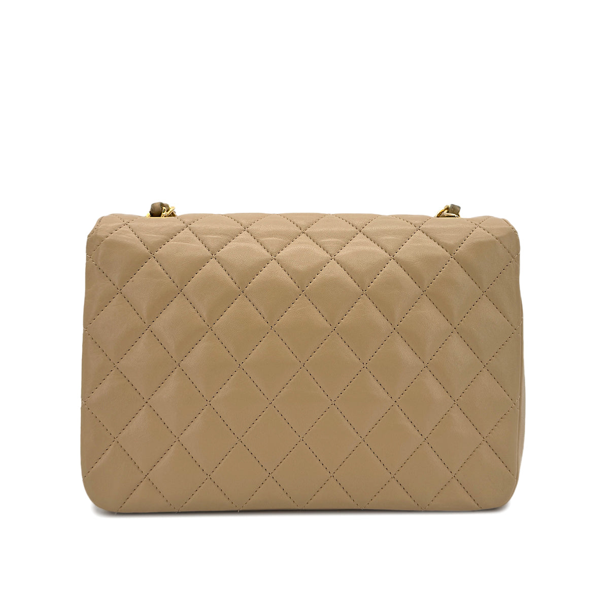 CHANEL VINTAGE MATELASSE HALF MOON CHAIN SHOULDER BAG BEIGE LAMB SKIN 90299348