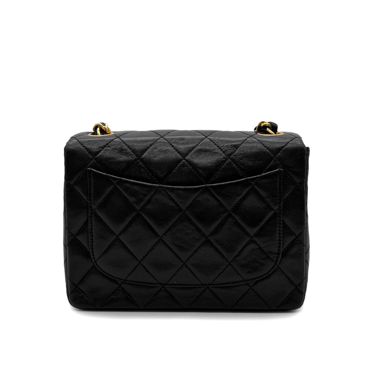 CHANEL VINTAGE MINI SQUARE 17 CHAIN SHOULDER BAG BLACK LAMB SKIN 90299351