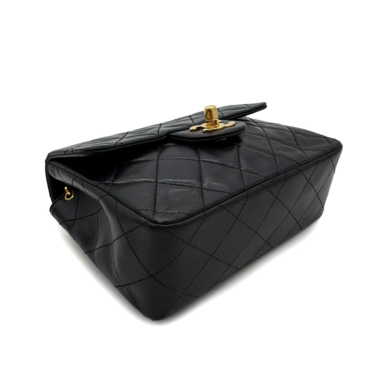CHANEL VINTAGE MINI SQUARE 17 CHAIN SHOULDER BAG BLACK LAMB SKIN 90299351